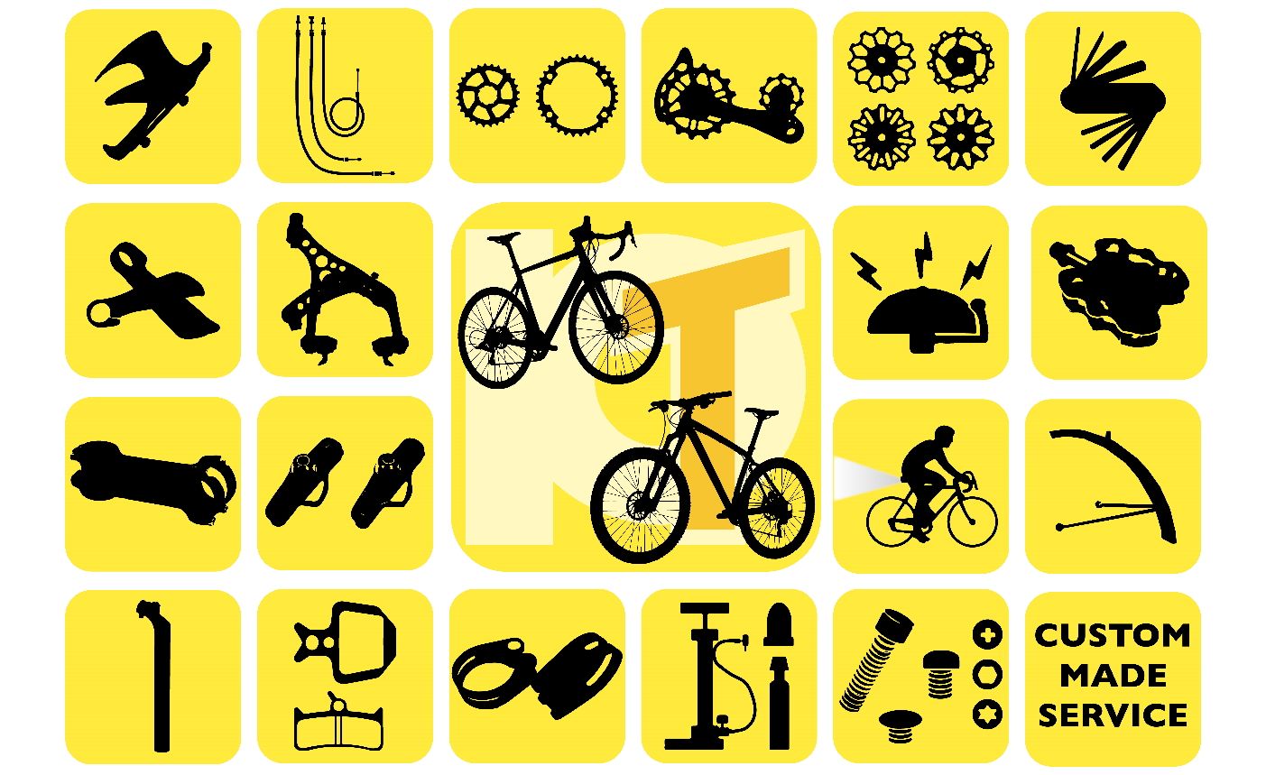 Todos os tipos de peças de bicicleta estão disponíveis em Pan Taiwan